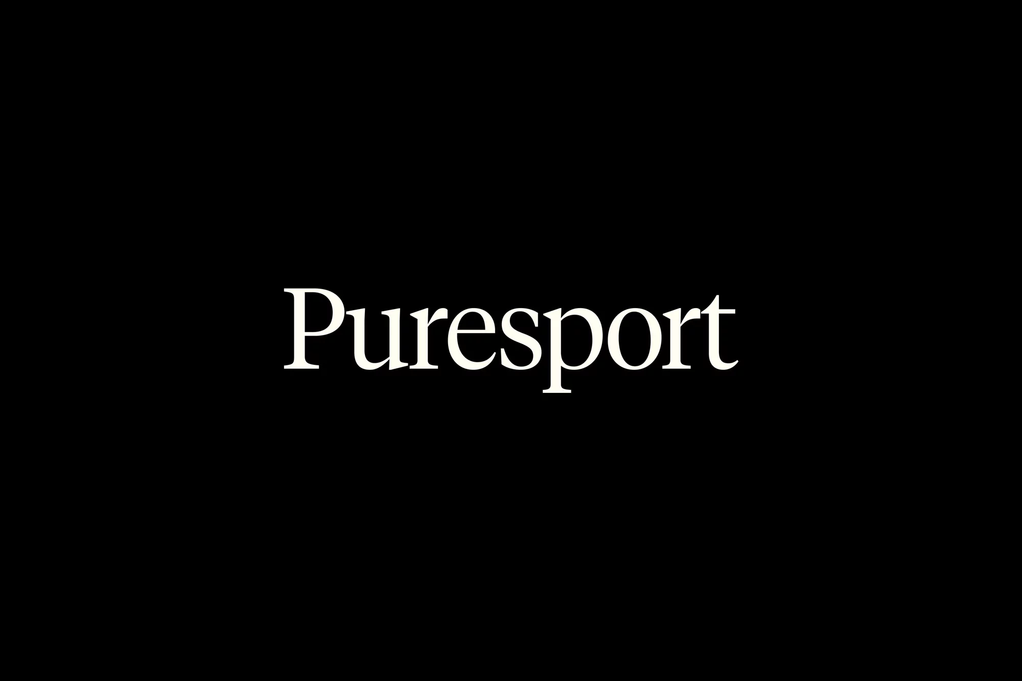 Puresport brand name in white, centered on a black background, promoting sports and wellness.