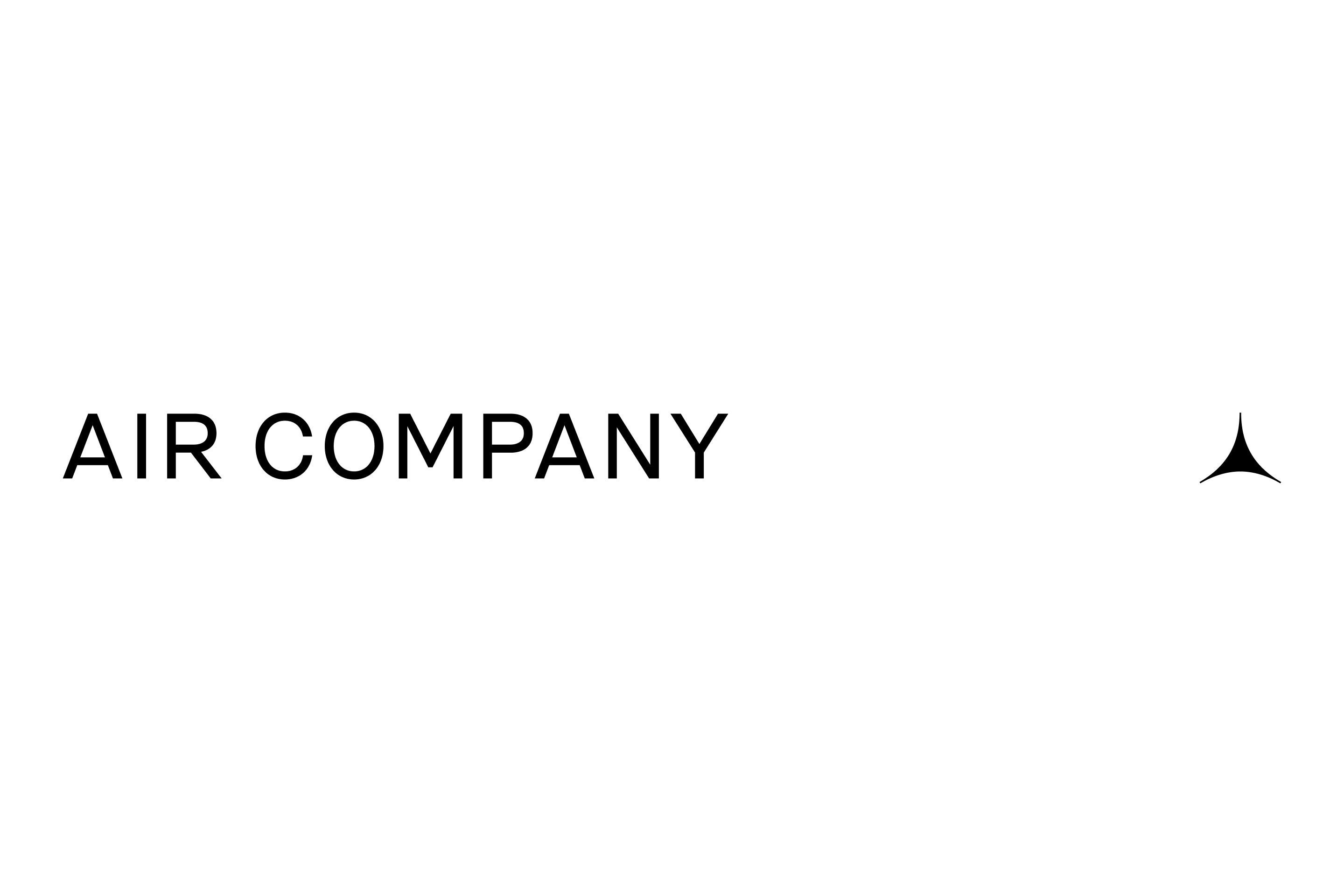 Air Company logo on white background featuring company name on the left and symbol resembling aircraft tail on the right.