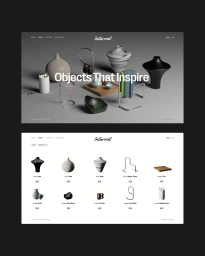 Web design mockups for Interval featuring 3D rendered ceramic objects and minimalist typography layouts