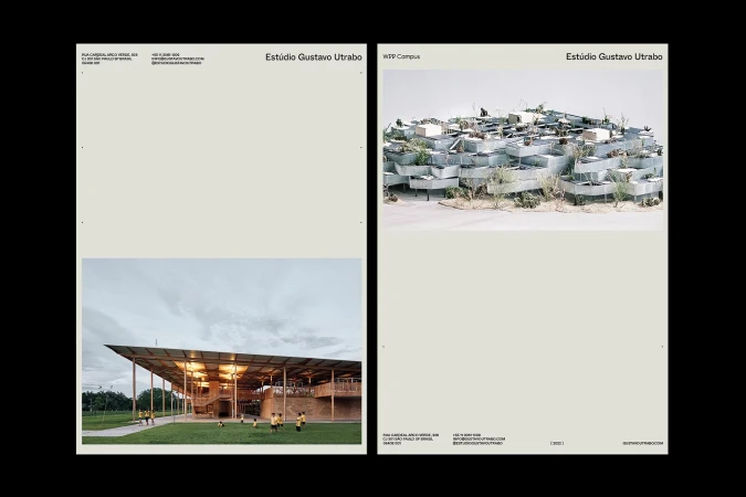 Architectural book cover featuring a school building with children and a modern tiered building with plants and neutral color scheme.