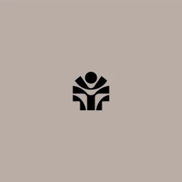 Minimalist black abstract logo centered on a solid neutral taupe background for the Keeps brand identity.