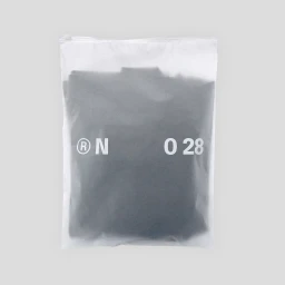 Frosted plastic ziplock packaging bag with white lettering NO28 against a plain light grey background.