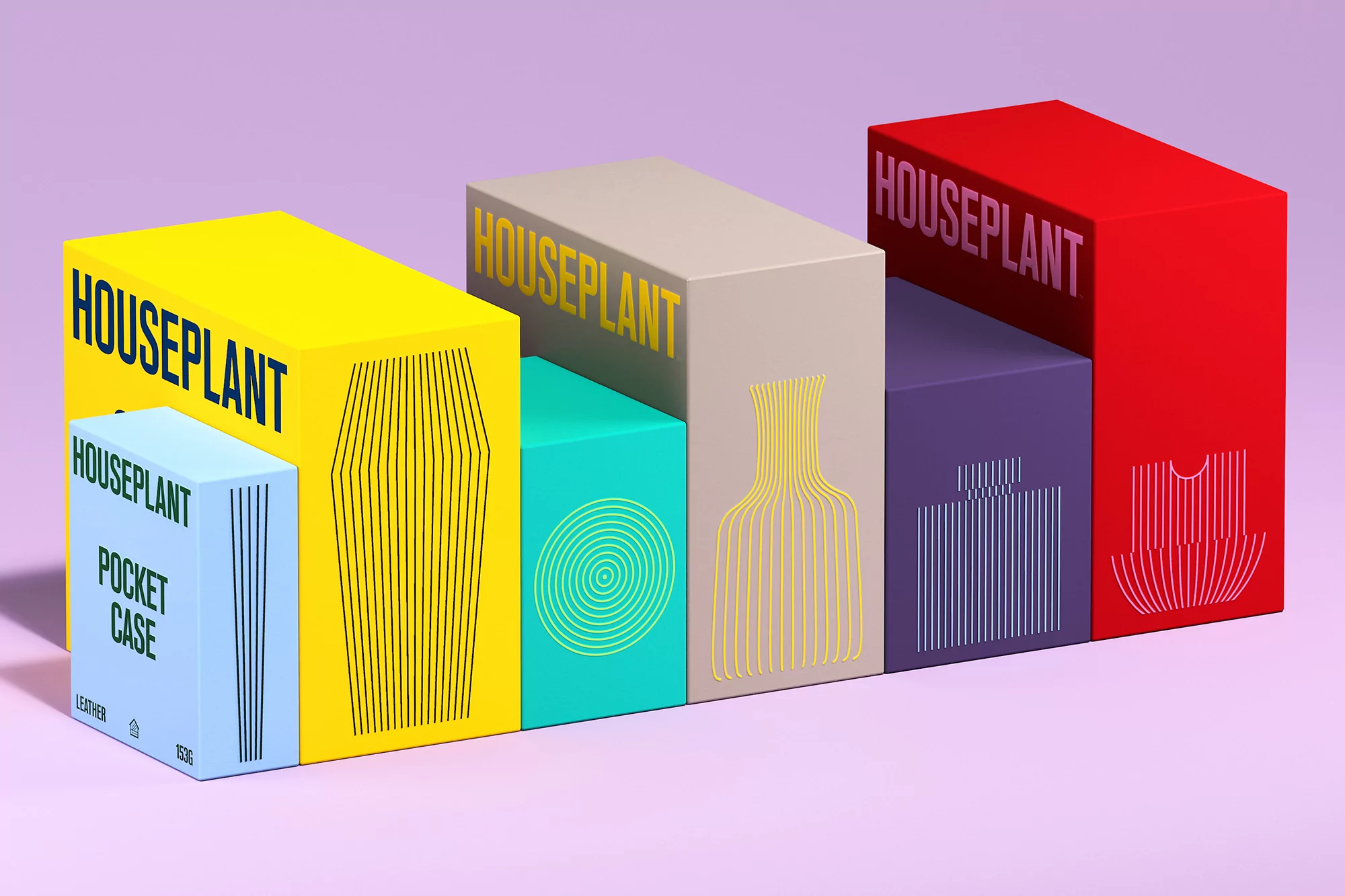 Geometric still life with colorful blocks, featuring graphic art, clean lines, and bold typography on a light purple background.