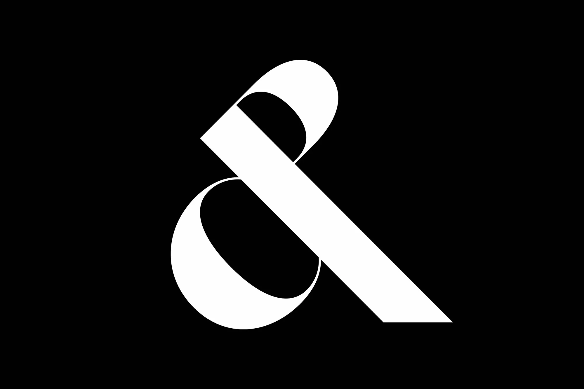 Elegant ampersand symbol on a black background, graphic design, typography, minimalist design, white symbol, modern and clean look.