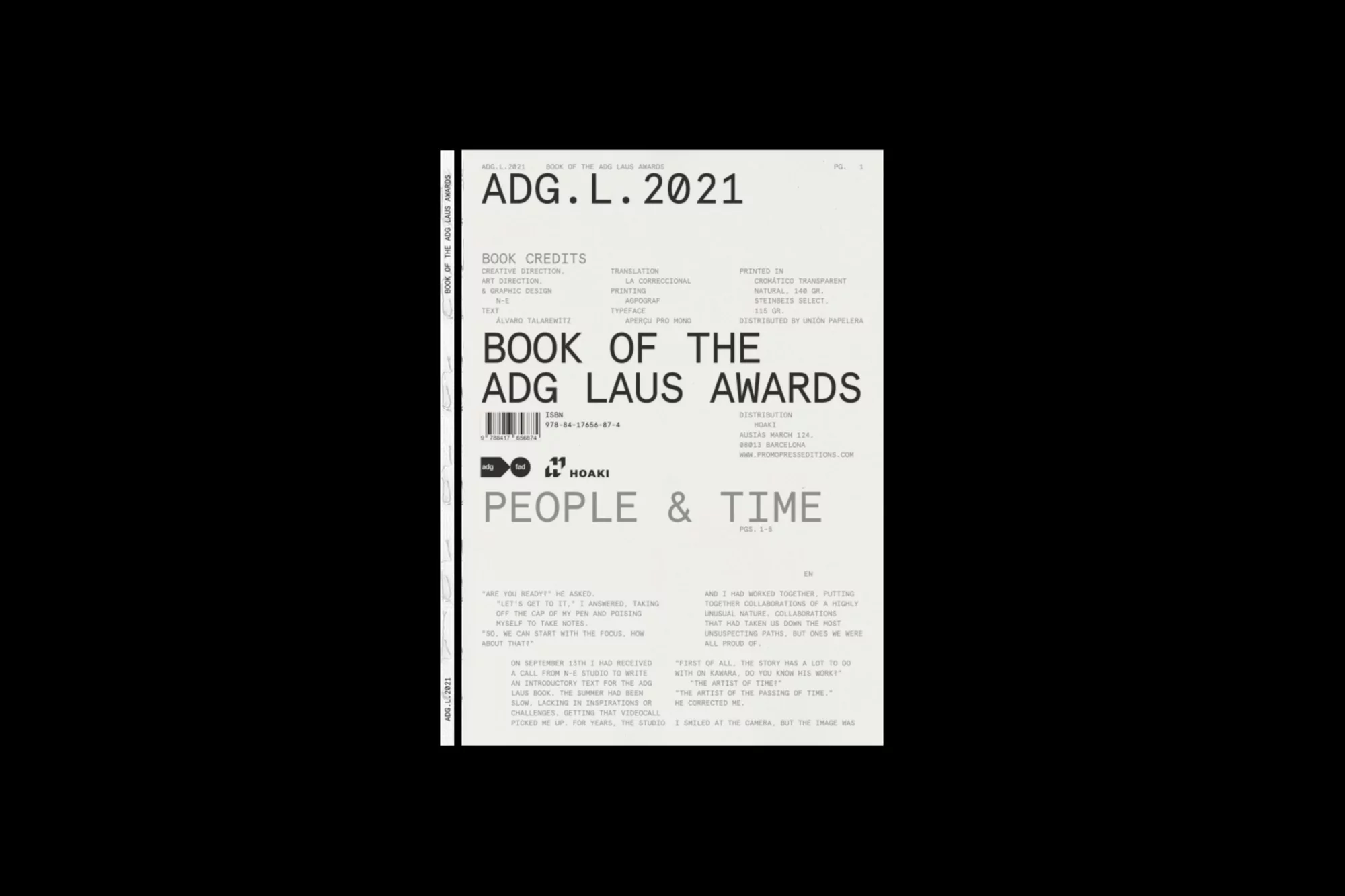 Book cover of the ADG Laus Awards, featuring title, credits, and publisher information set in a sans-serif typeface on white.