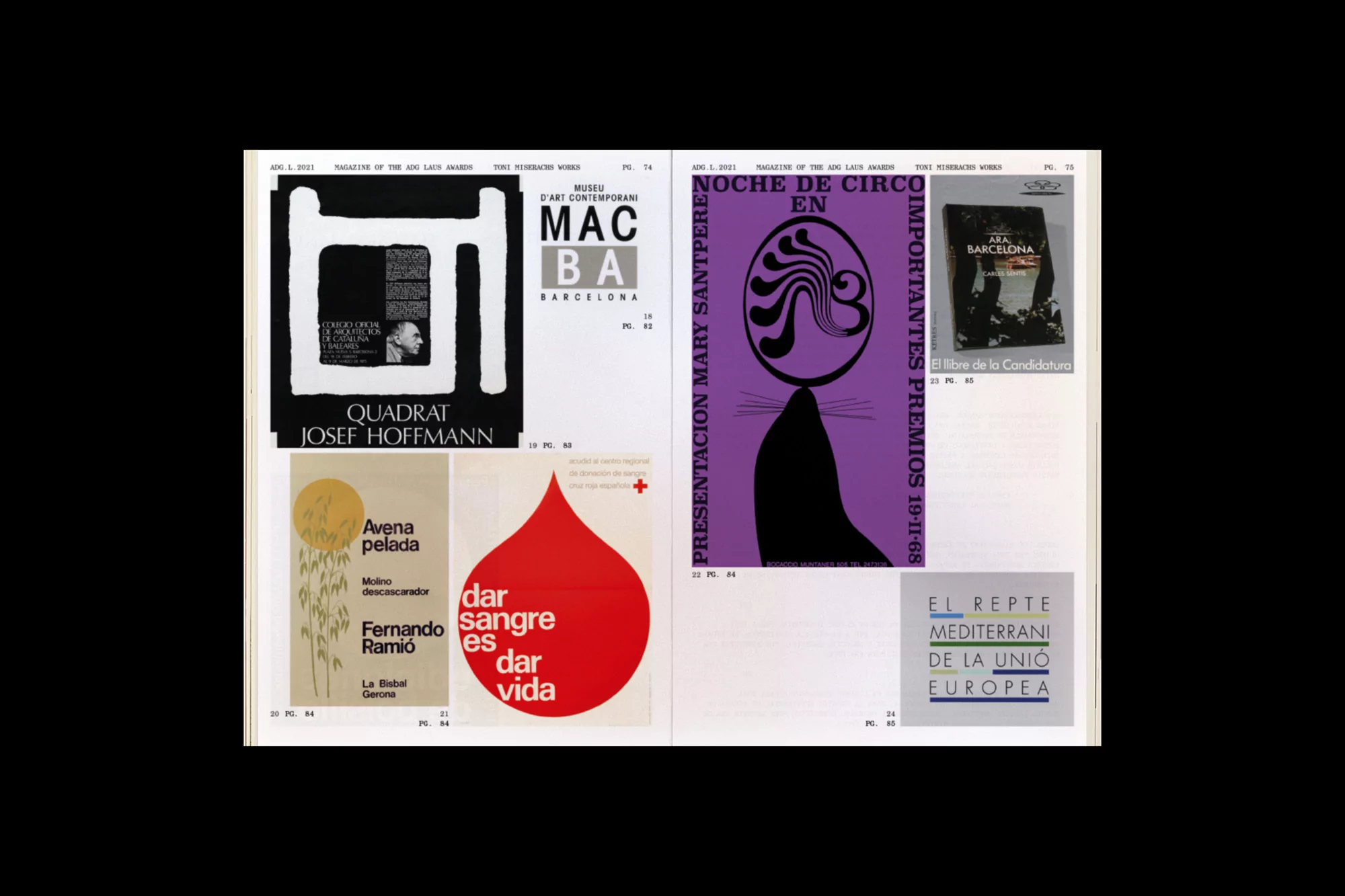 Collection of graphic design posters. Artworks feature typography and geometric forms, various sizes and layouts, displayed side by side.