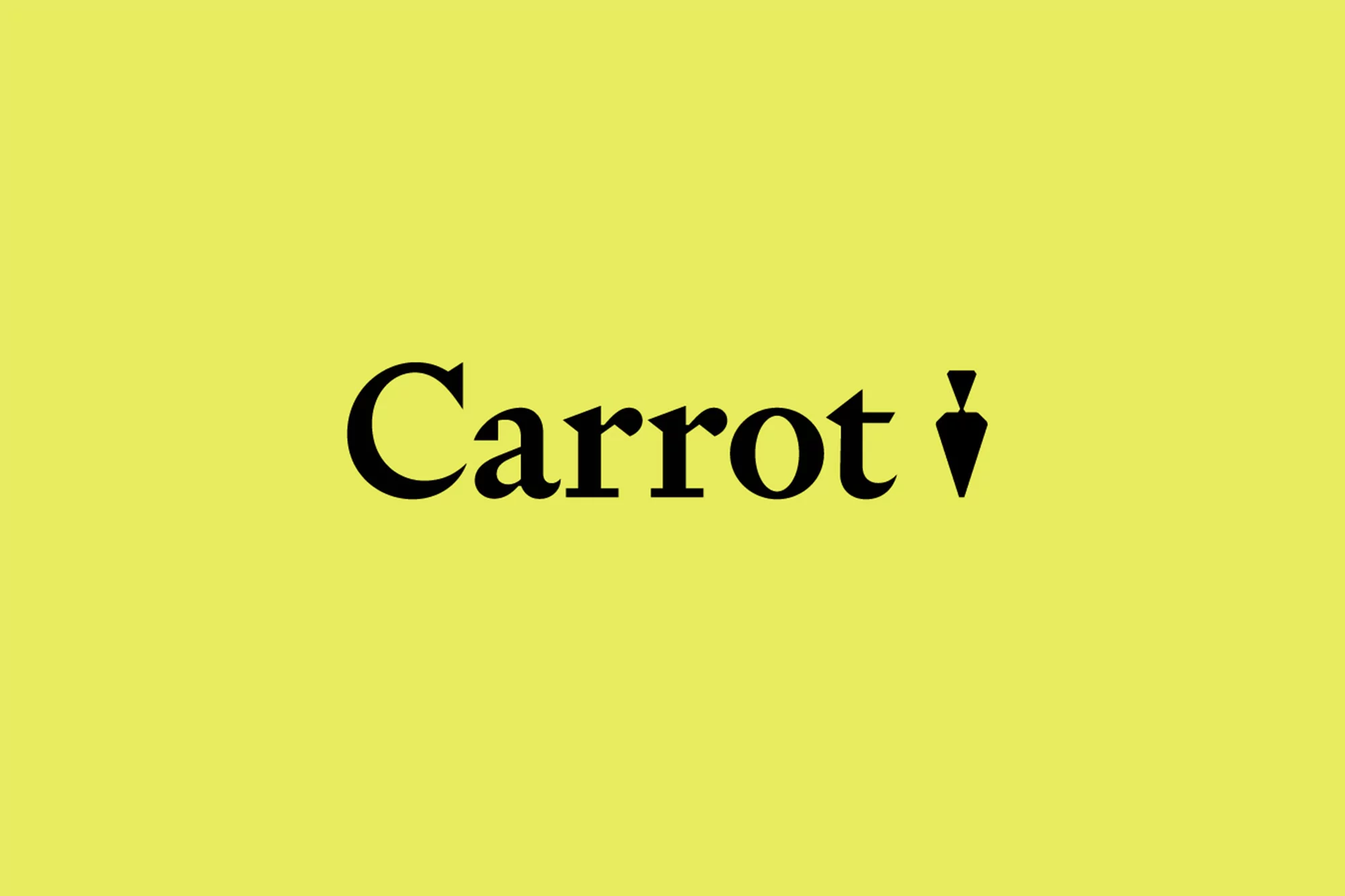 Conceptual illustration with the word 'Carrot' in black font with a carrot icon replacing the 'o' against a yellow backdrop.