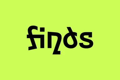 Black custom typography reading finds centered on a solid lime green background