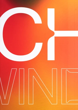 Bold graphic typography in white set against a vibrant warm orange and red gradient background.