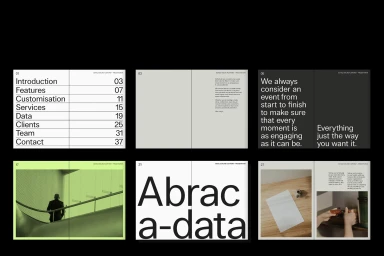Spread pages showing minimalist typography and layout design for Behold brand identity presentation.