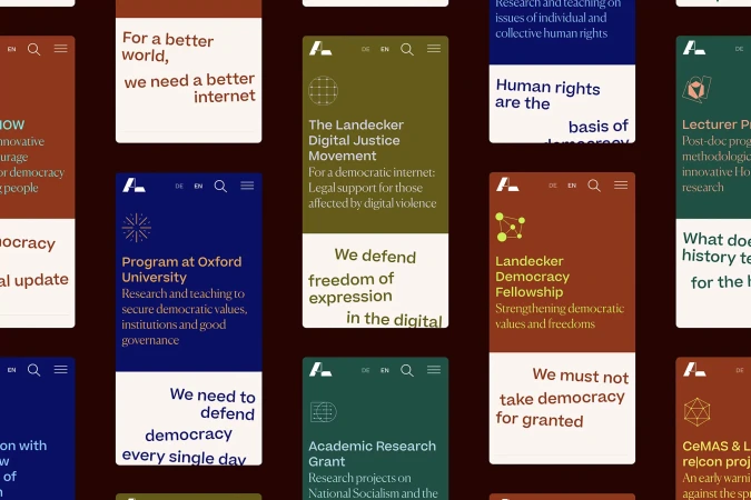 Collage of website screenshots promoting democracy, freedom of expression, digital justice, and human rights initiatives at universities.