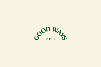 Good Ways brand identity logo featuring green curved typography on a cream background