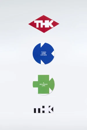 Graphic logos in red, blue, and green with text on a white background, suitable for branding or company identity materials.