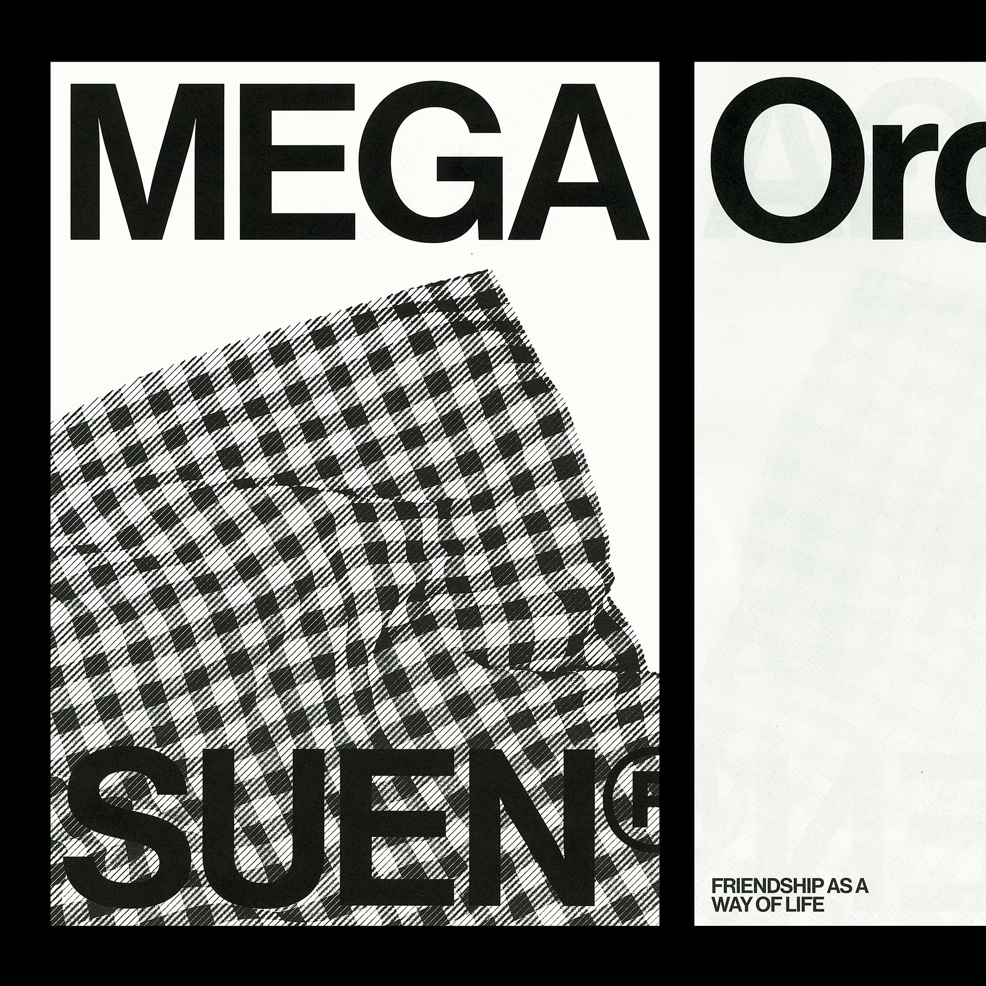 Graphic design poster featuring a black and white gingham pattern and large sans-serif text, conveying a modern, minimalist aesthetic.