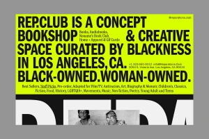 Graphic identity poster for Reparations Club featuring bold black typography on a bright chartreuse background.