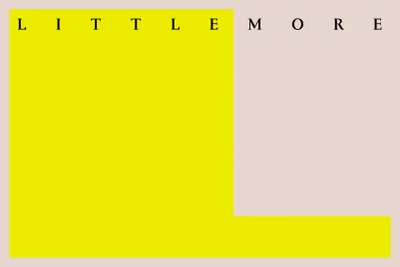 Littlemore brand identity design featuring bold yellow geometric shapes and serif typography against a pale background