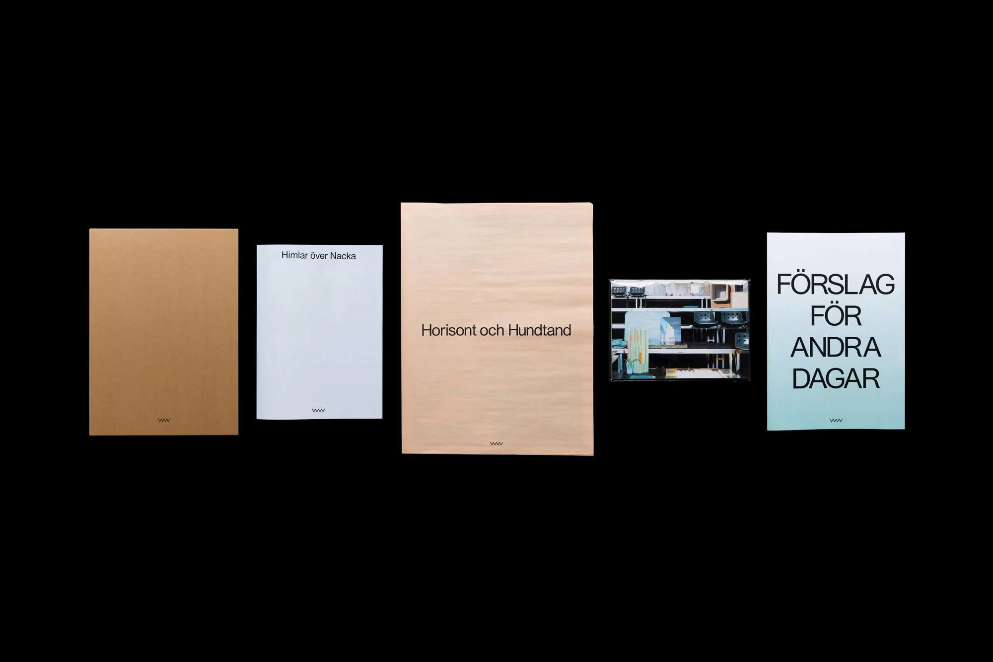 Five book covers are displayed on a black background, with titles in Swedish, arranged in a horizontal row.