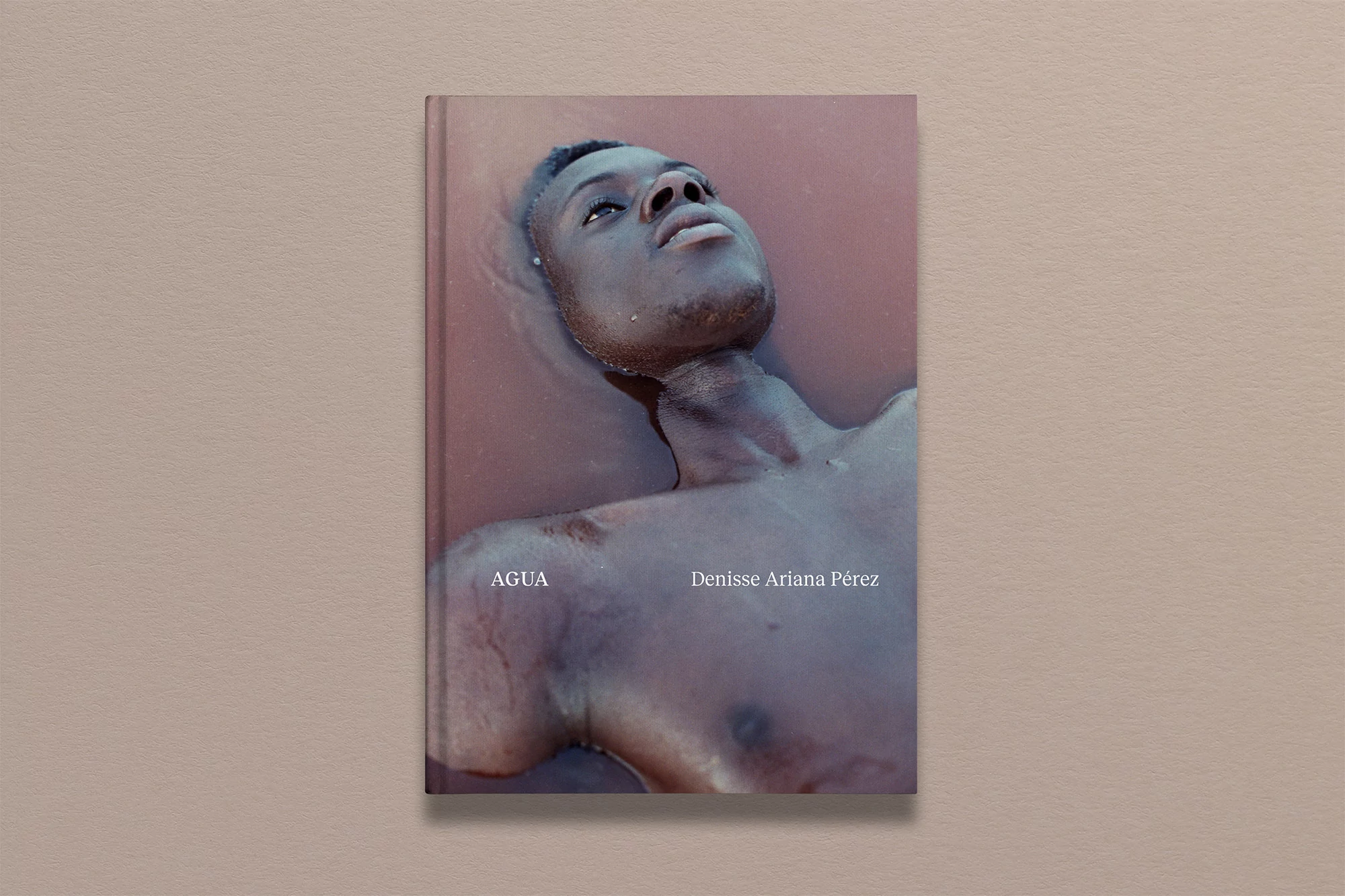 Book cover featuring a portrait of a Black man submerged in water, titled 'Agua' by Denisse Ariana Pérez against a neutral background.