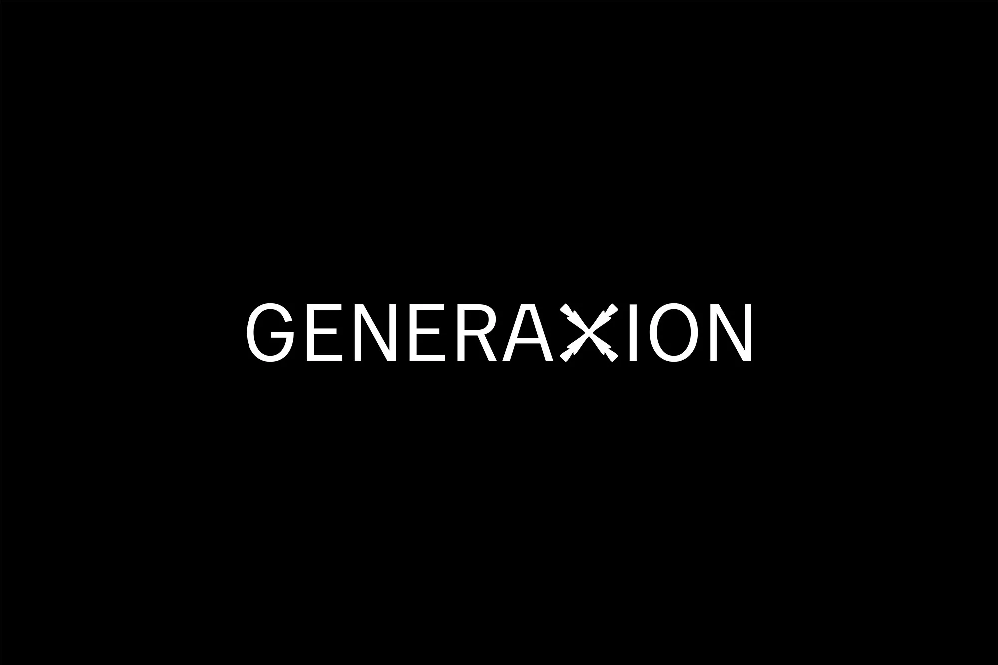 White Generaxion typography centered on a solid black background.