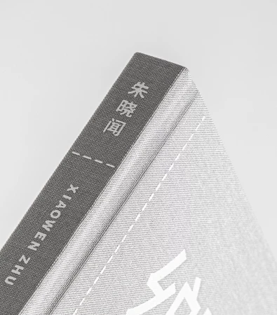 Close-up studio shot of a grey book with white text on its spine and cover against a bright neutral background.