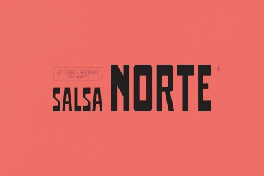 Bold black typography reading Salsa Norte set against a textured coral red background with grain and subtle framing marks.