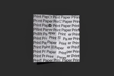 Open printed booklet with typographic pattern display set against a dark grey solid background surface