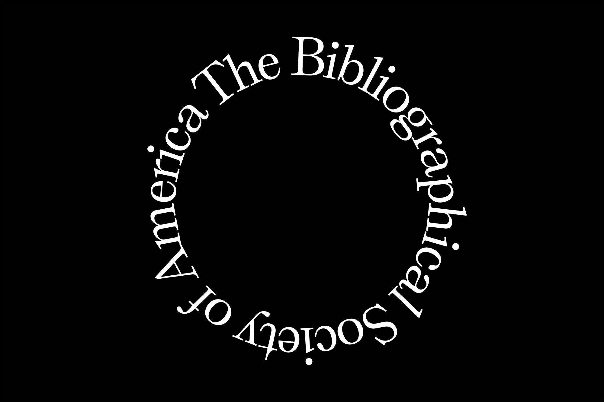 Circular typographic logo of the Bibliographical Society of America set against a solid black background.