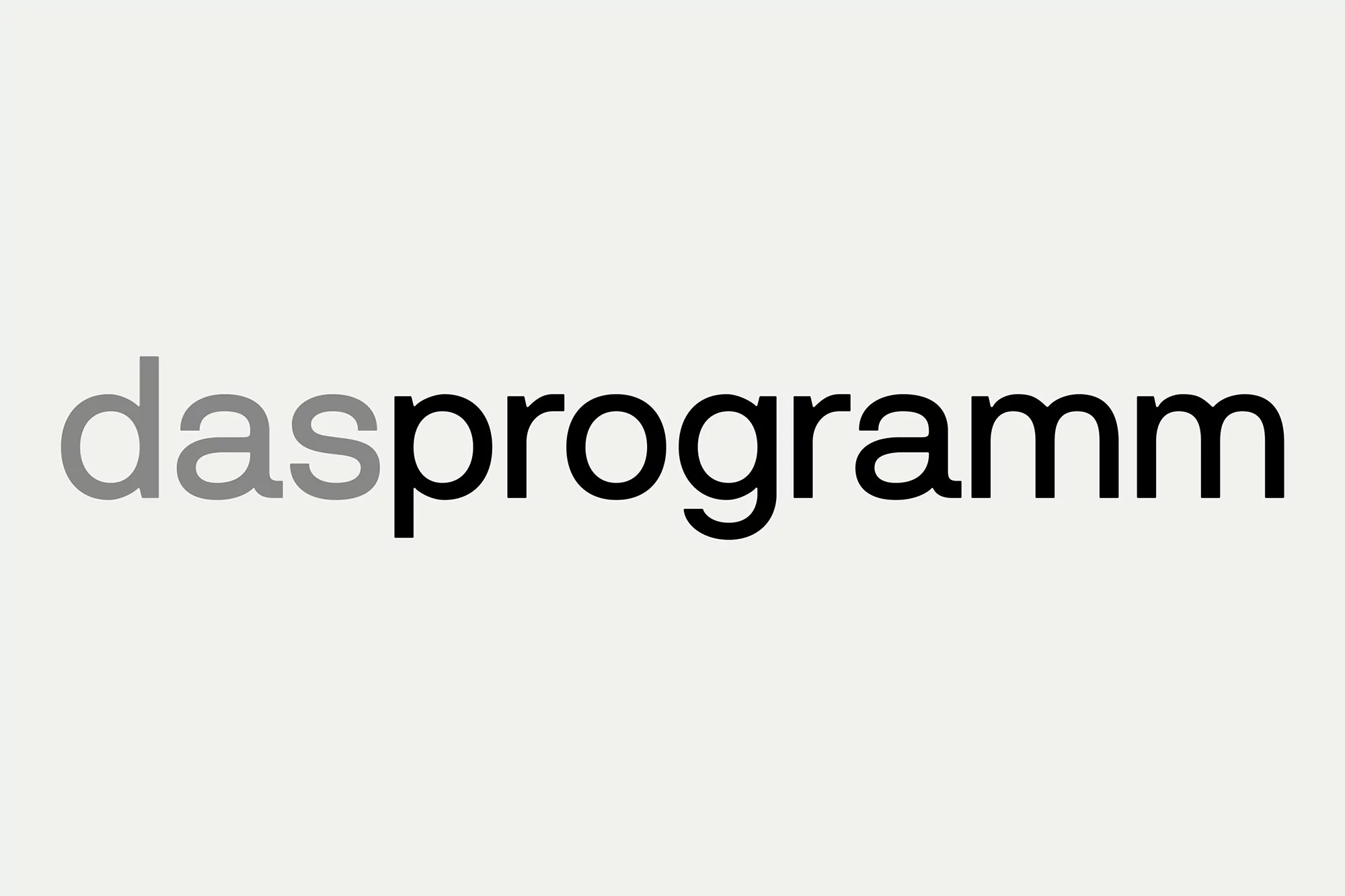 Text-based image featuring the word 'dasprogramm' in gray and black on a white background, suitable for graphic design projects.