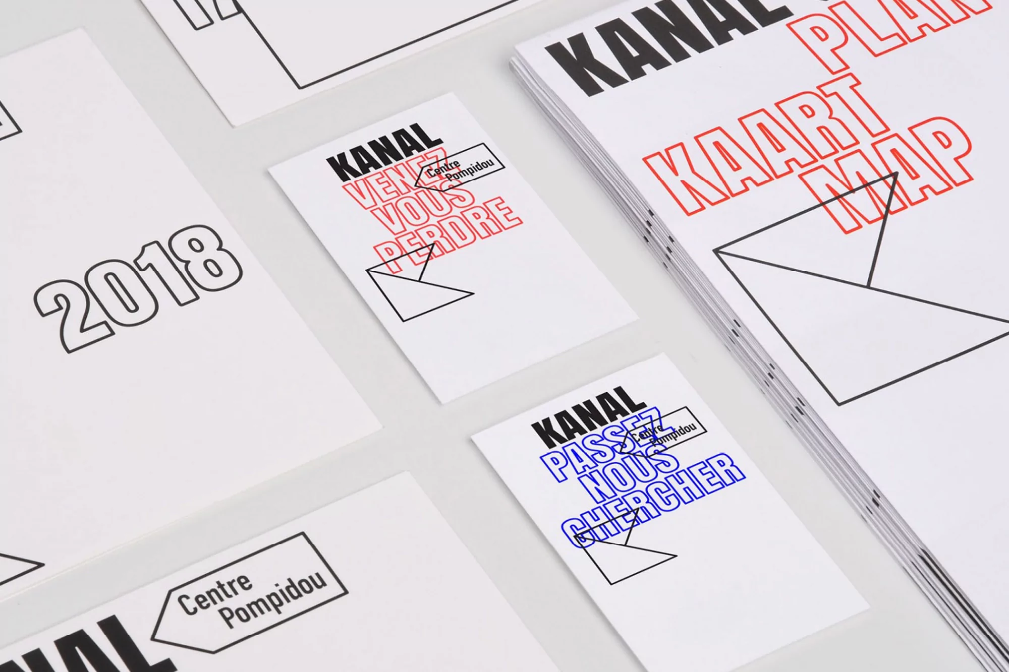 Promotional materials feature a bold typographic design with 'KANAL' and geometric shapes against a stark white background for visual impact.
