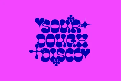 Bold blue bubble typography reading Sourdough Disco against a vibrant magenta background