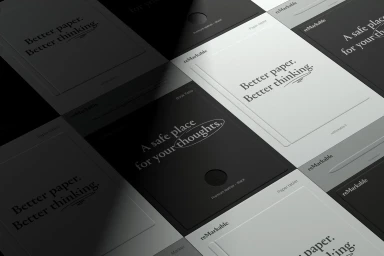 Close-up grid of reMarkable paper tablet packaging boxes with typography and branding in monochrome.
