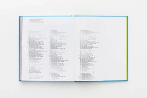 An open book displaying dual columns of black text on white pages viewed flat against a plain white background.
