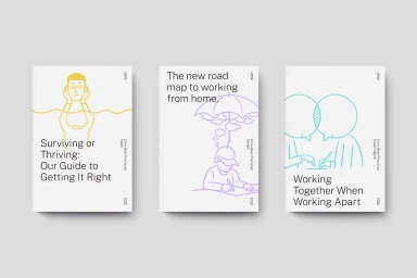 Three white books with minimalist line art illustrations and typography displayed side by side on a plain light grey background.