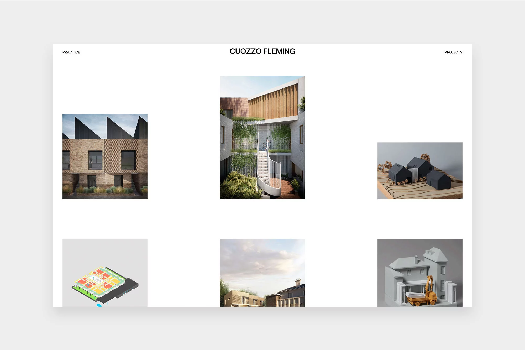 Collage of architectural renderings and photographs, showcasing a modern design aesthetic with clean lines and natural elements.