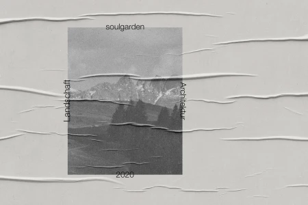 Monochrome poster design for Soulgarden featuring a textured landscape photograph with German typography.