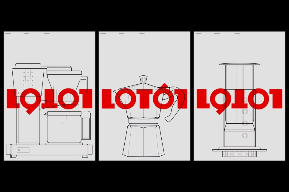 Illustration of a pour-over coffee maker, Moka pot, and Aeropress coffee maker against a light gray background.