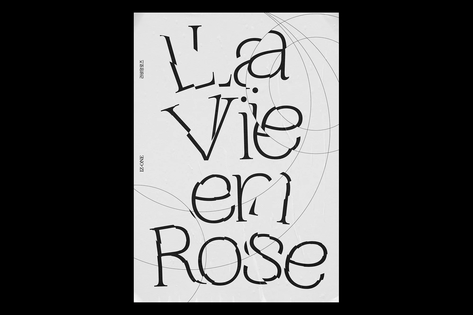Typography-focused image showcasing the text 'La Vie en Rose' in a stylized black font, complemented by faint circular line art accents.