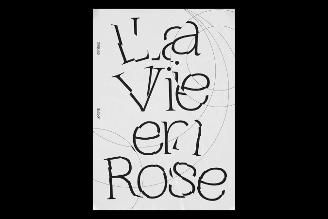 Typography-focused image showcasing the text 'La Vie en Rose' in a stylized black font, complemented by faint circular line art accents.