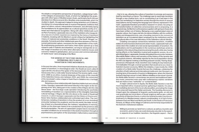 An open book displays two pages of black text printed on white paper, presented against a dark gray background.