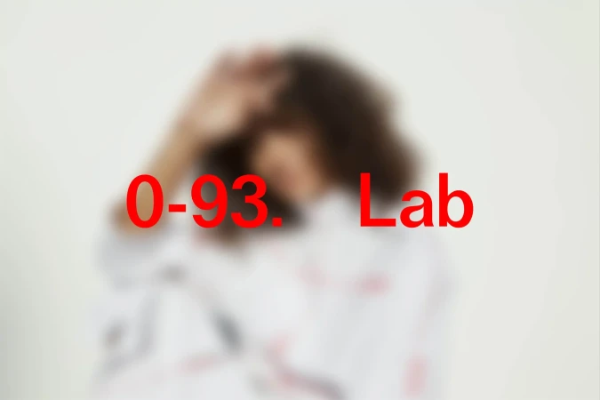 Blurred image of a person with dark curly hair and a white collared shirt in front of a white background with red text overlay.
