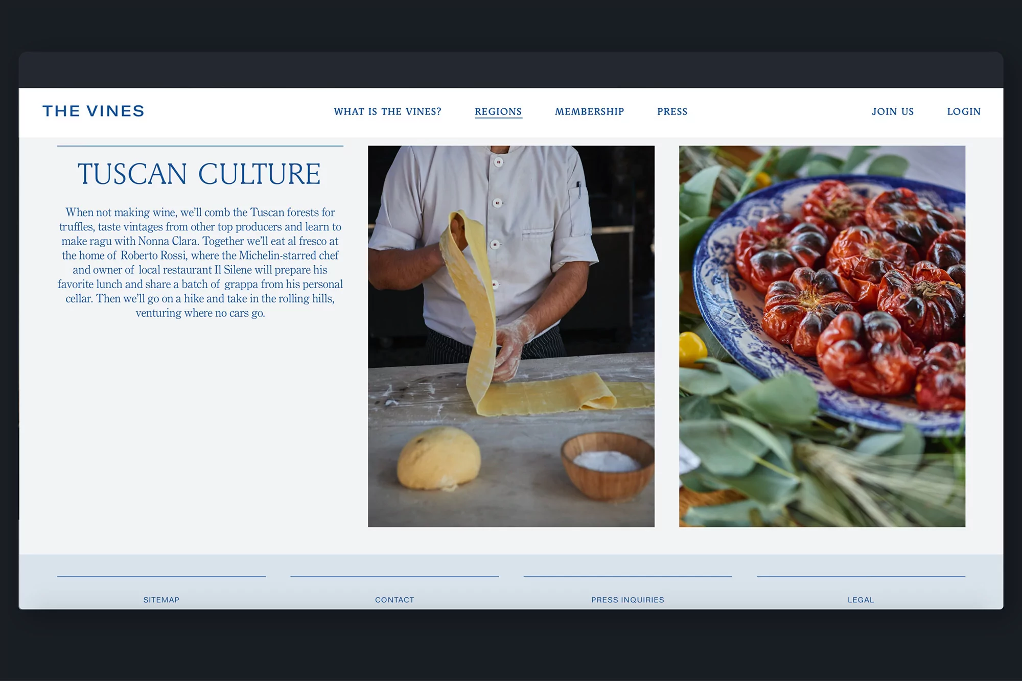 Culinary scene of a chef preparing fresh pasta and roasted tomatoes in a rustic kitchen setting, promoting Tuscan cuisine and culinary experiences.