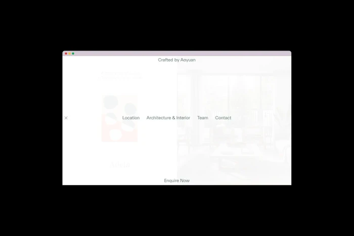 Screenshot of a clean modern web interface featuring minimalist branding, navigation menu, and soft neutral color palette.