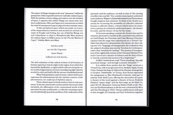 Open book spread showing printed text across pages 90 and 91 against a solid black background.
