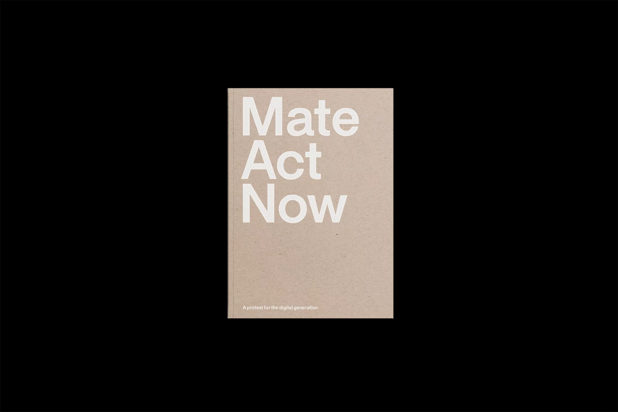 Graphic book cover featuring 'Mate Act Now' in white text on a kraft paper background, set against a solid black backdrop.