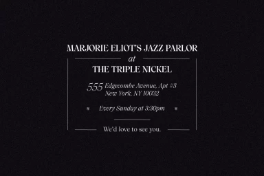 Typography invitation card with white serif text on a dark textured black background framed by thin lines