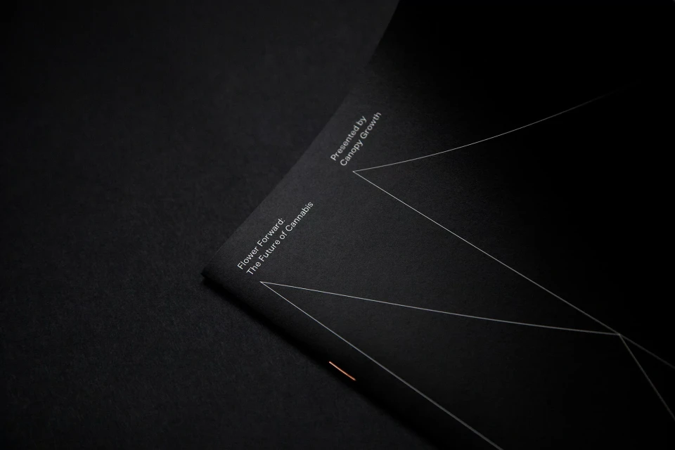 Close-up studio shot of a black book cover with white text, geometric lines and minimal design elements.