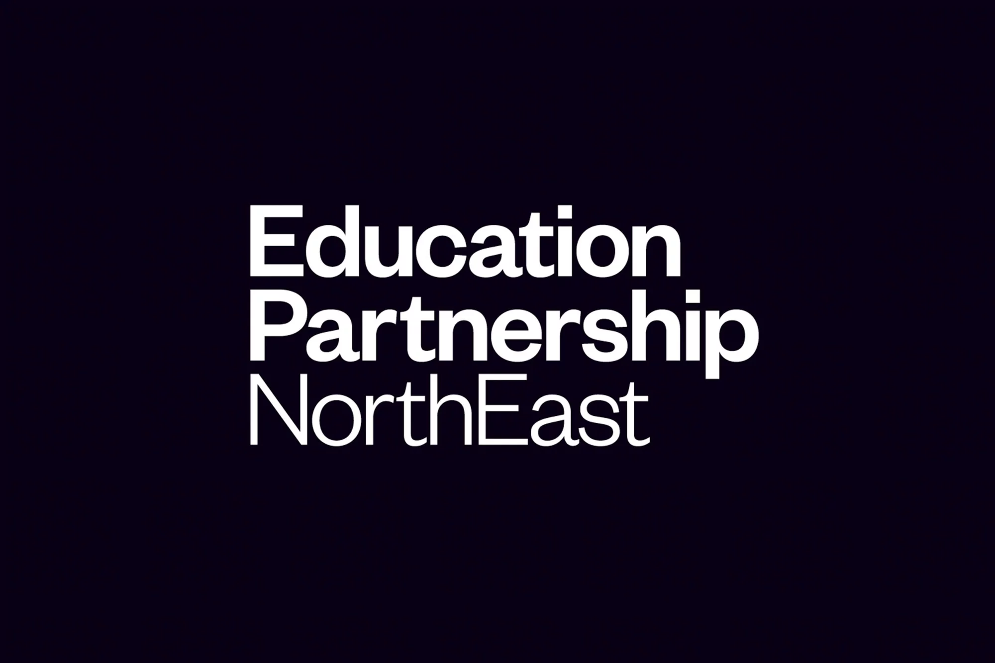White text on a dark background features the words 'Education Partnership NorthEast' stacked on top of each other in a simple sans-serif font.