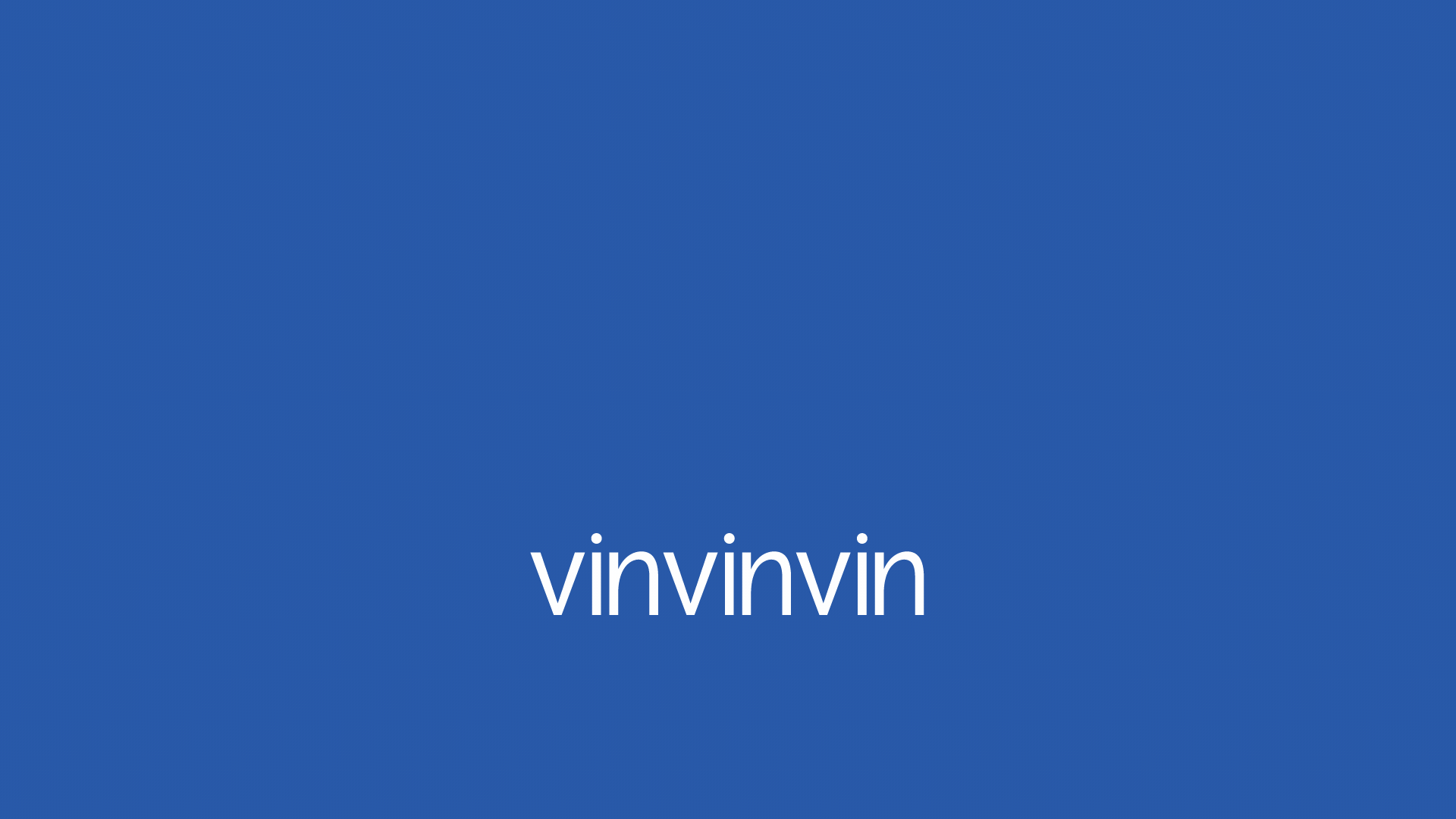 White lowercase typographic brand logo vinvinvin centered against a solid royal blue background.