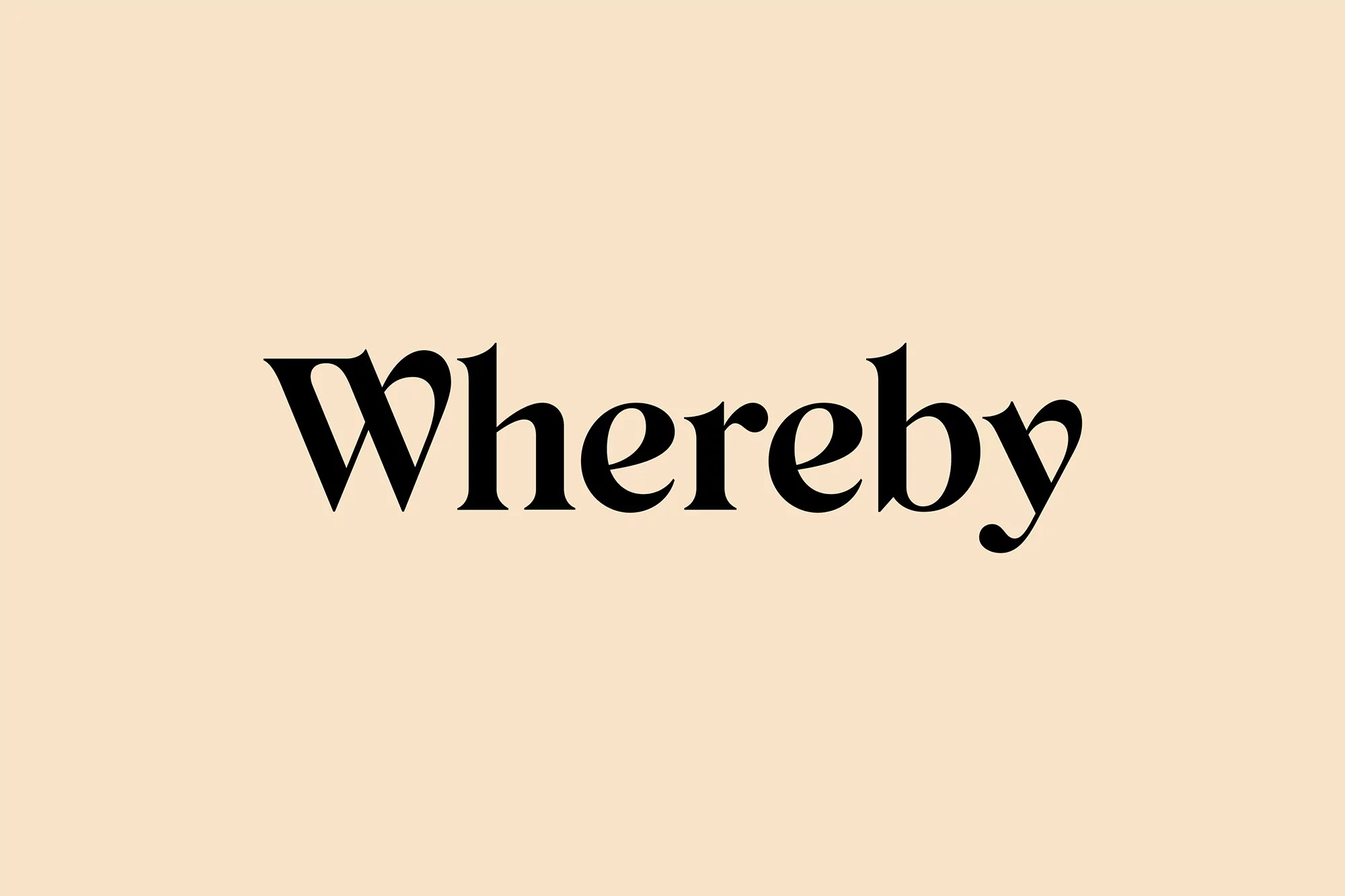 The word 'Whereby' is displayed in a serif typeface against a peach background, creating a simple and minimalist design.