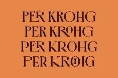 Typography reading Per Krohg set in dark brown serif lettering against a solid burnt orange background.